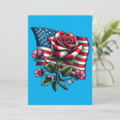 Amerikaanse Vlag roos Patriottische Kunst Feestdagenkaart (Staand voorkant)