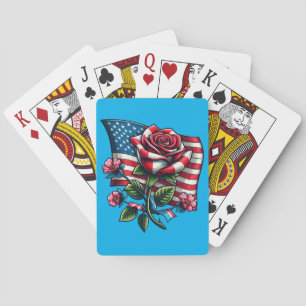 Amerikaanse Vlag roos Patriottische Kunst Pokerkaarten