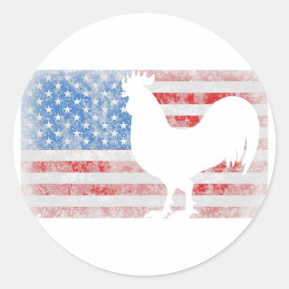 Amerikaanse vlag Rooster Chicken op 4 juli Animal  Ronde Sticker