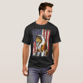 Amerikaanse vlag Rough Collie Patriottische vlag T-shirt (Voorkant volledig)