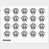Amerikaanse vlag Route 66 Shield Stars & Stripes Ronde Sticker (Vel)