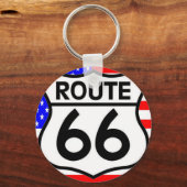 Amerikaanse vlag Route 66 Shield Stars & Stripes Sleutelhanger (Voorkant)
