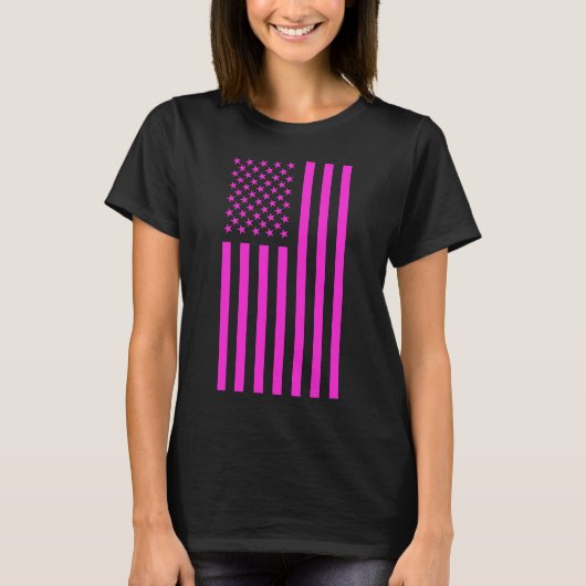 Amerikaanse Vlag Roze T-shirt (Voorkant)