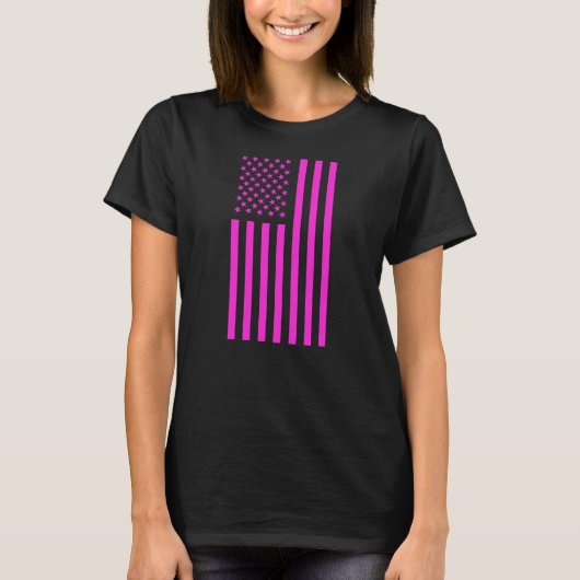 Amerikaanse Vlag Roze T-shirt (Voorkant)