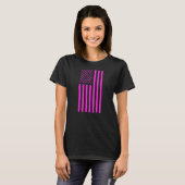 Amerikaanse Vlag Roze T-shirt (Voorkant volledig)