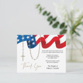 Amerikaanse vlag rozenkrans begrafenis condoleance bedankkaart (Staand voorkant)