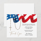 Amerikaanse vlag rozenkrans begrafenis condoleance bedankkaart (Voorkant / Achterkant)