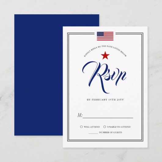 Amerikaanse vlag RSVP Invitati Kaart (Voorkant / Achterkant)