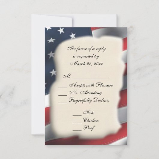 Amerikaanse vlag RSVP Kaartje (Voorkant)