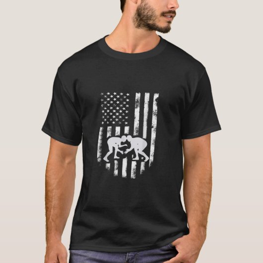 Amerikaanse vlag, rustelend TShirt Distress Wrestl (Voorkant)