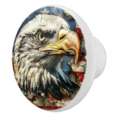 Amerikaanse vlag Rustic Bald Eagle Keramische Knop (Rechts)