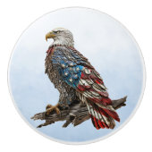 Amerikaanse vlag Rustic Bald Eagle Keramische Knop (Voorkant)