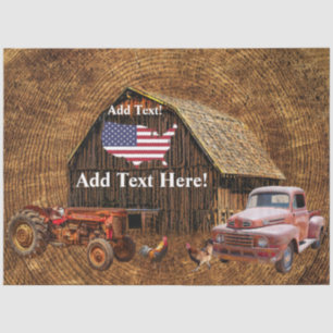 Amerikaanse vlag Rustic Barn Truck Tractor Tissuepapier