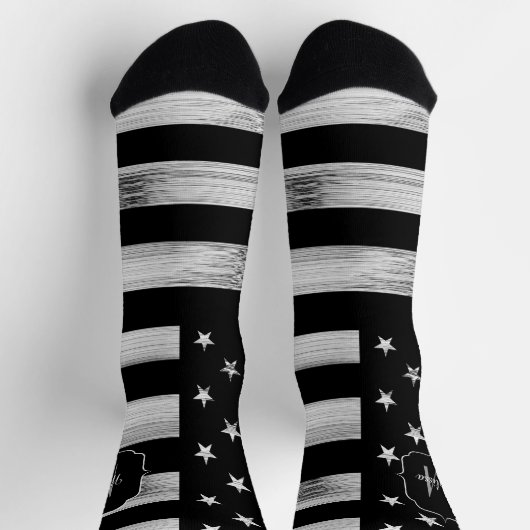 Amerikaanse vlag Rustic Wood Black White America M Sokken (Top)