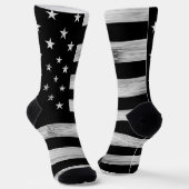 Amerikaanse vlag Rustic Wood Black White America M Sokken (Gebogen)