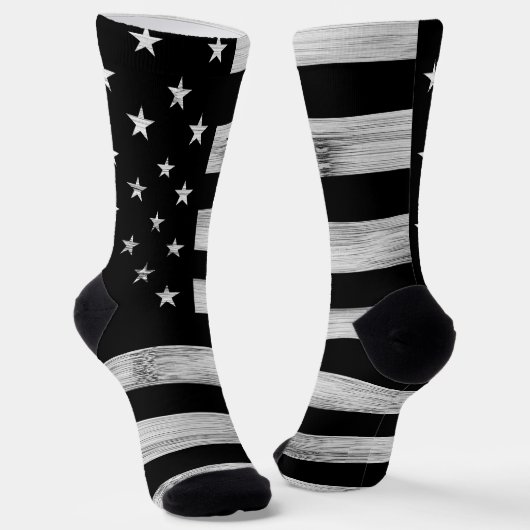 Amerikaanse vlag Rustic Wood Black White America M Sokken (Gebogen)