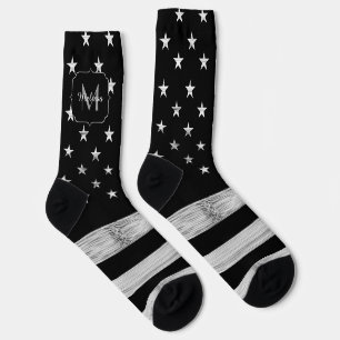Amerikaanse vlag Rustic Wood Black White America M Sokken