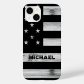 Amerikaanse vlag Rustic Wood Black White Monogram Case-Mate iPhone Case (Achterkant)