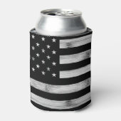 Amerikaanse vlag Rustic Wood Black White Patriotic Blikjeskoeler (Blikje Voorkant)