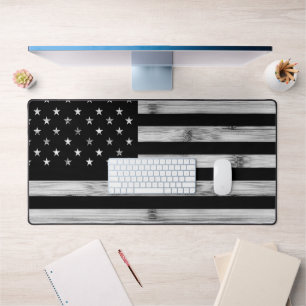 Amerikaanse vlag Rustic Wood Black White Patriotic Bureaumat