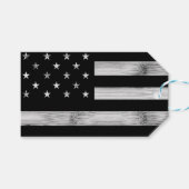 Amerikaanse vlag Rustic Wood Black White Patriotic Cadeaulabel (Voorkant (Horizontaal))