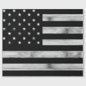 Amerikaanse vlag Rustic Wood Black White Patriotic Cadeaupapier (Vlak)