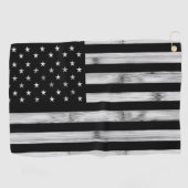 Amerikaanse vlag Rustic Wood Black White Patriotic Golfhanddoek (Horizontaal)