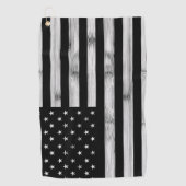 Amerikaanse vlag Rustic Wood Black White Patriotic Golfhanddoek (Voorkant)