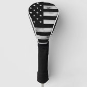 Amerikaanse vlag Rustic Wood Black White Patriotic Golfheadcover (Voorkant)