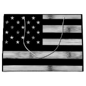 Amerikaanse vlag Rustic Wood Black White Patriotic Groot Cadeauzakje (Voorkant)