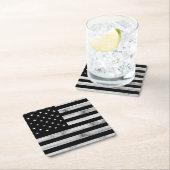 Amerikaanse vlag Rustic Wood Black White Patriotic Kartonnen Onderzetters (Insitu)