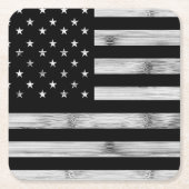 Amerikaanse vlag Rustic Wood Black White Patriotic Kartonnen Onderzetters (Voorkant)