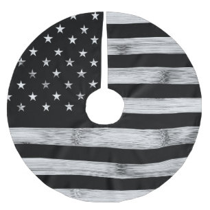 Amerikaanse vlag Rustic Wood Black White Patriotic Kerstboom Rok