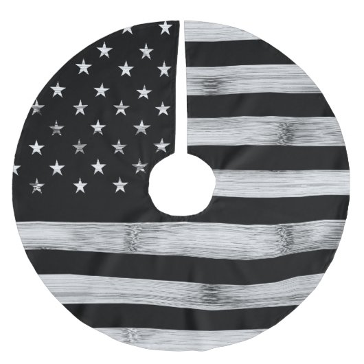 Amerikaanse vlag Rustic Wood Black White Patriotic Kerstboom Rok (Voorkant)