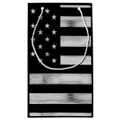 Amerikaanse vlag Rustic Wood Black White Patriotic Klein Cadeauzakje (Achterkant)