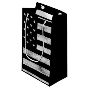 Amerikaanse vlag Rustic Wood Black White Patriotic Klein Cadeauzakje