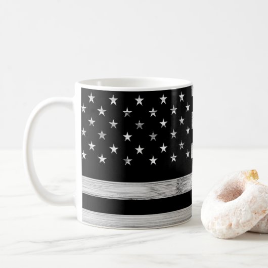 Amerikaanse vlag Rustic Wood Black White Patriotic Koffiemok (Met donut)