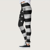 Amerikaanse vlag Rustic Wood Black White Patriotic Leggings (Links)