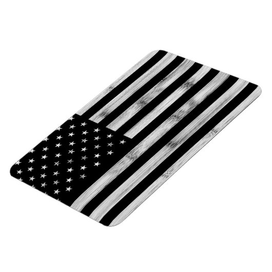 Amerikaanse vlag Rustic Wood Black White Patriotic Magneet (Linkerzijde)