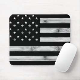 Amerikaanse vlag Rustic Wood Black White Patriotic Muismat