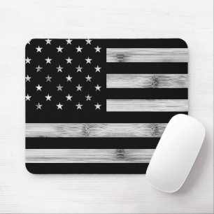 Amerikaanse vlag Rustic Wood Black White Patriotic Muismat