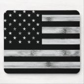 Amerikaanse vlag Rustic Wood Black White Patriotic Muismat (Voorkant)