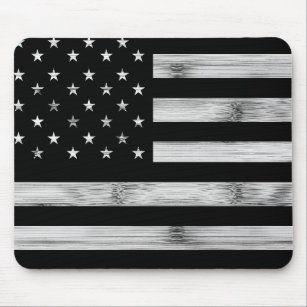 Amerikaanse vlag Rustic Wood Black White Patriotic Muismat