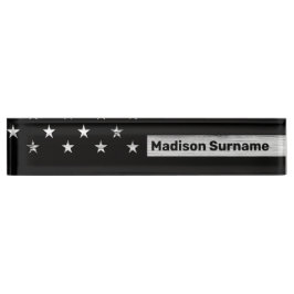 Amerikaanse vlag Rustic Wood Black White Patriotic Naambordje
