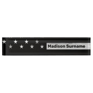 Amerikaanse vlag Rustic Wood Black White Patriotic Naambordje