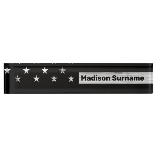 Amerikaanse vlag Rustic Wood Black White Patriotic Naambordje (Voorkant)