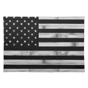 Amerikaanse vlag Rustic Wood Black White Patriotic Placemat
