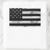 Amerikaanse vlag Rustic Wood Black White Patriotic Rechthoekige Sticker (Tas)