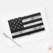 Amerikaanse vlag Rustic Wood Black White Patriotic Rechthoekige Sticker (Envelop)