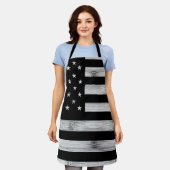 Amerikaanse vlag Rustic Wood Black White Patriotic Schort (Gedragen)